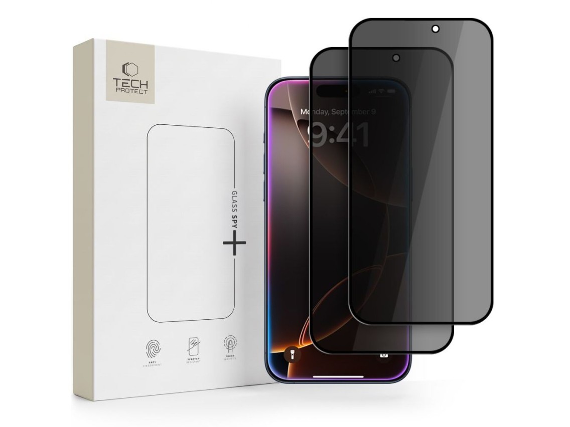 Tech-Protect Glass SPY+ - Pacote com 2 unidades de pel�cula de vidro temperado para privacidade do i