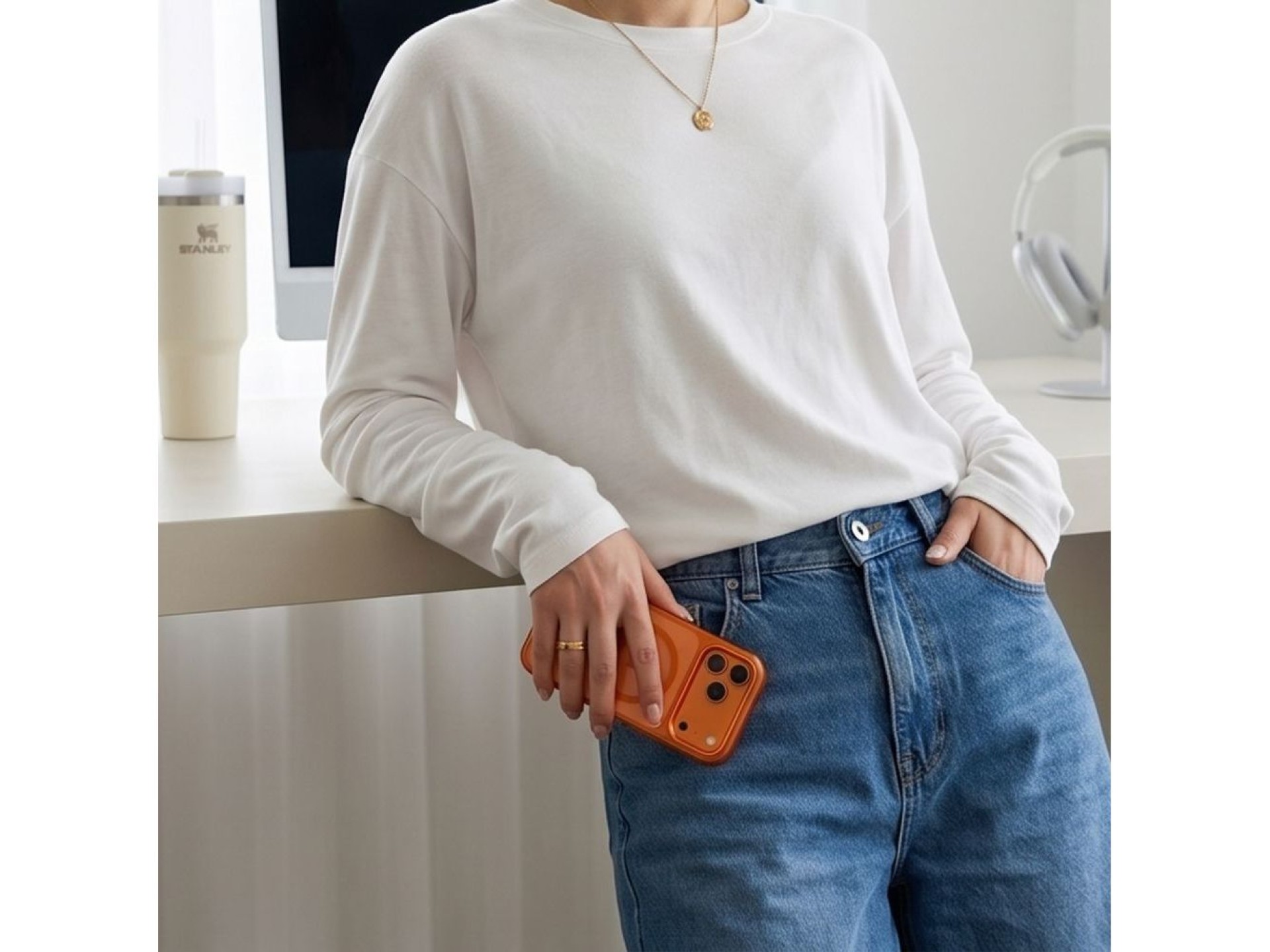 Capa Tech-Protect Magmat Magsafe CC para iPhone 17 Pro / 18 Pro - laranja-transparente