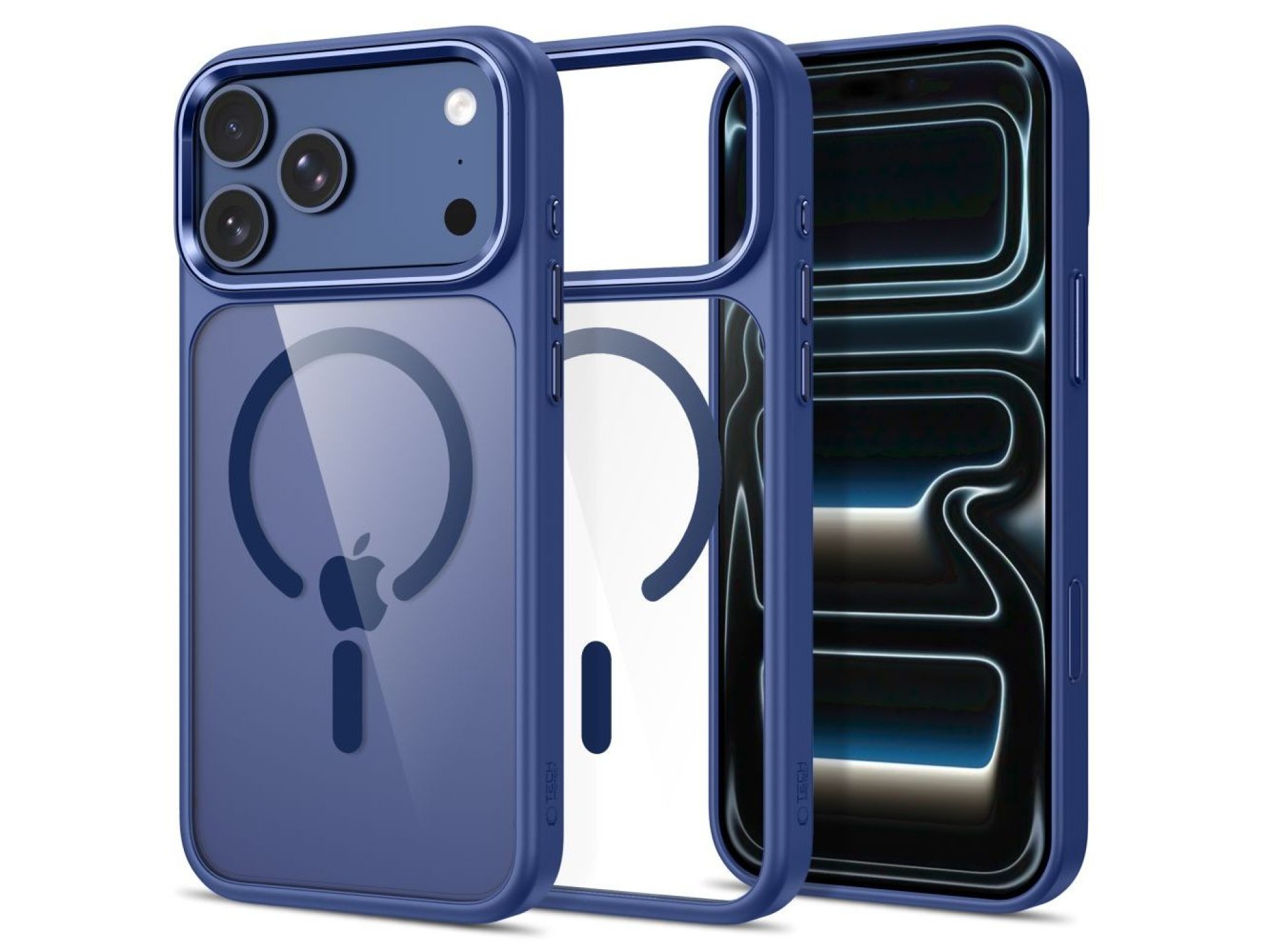 Tech-Protect Magmat Magsafe CC Case for iPhone 17 Pro / 18 Pro - Navy Blue and Transparent