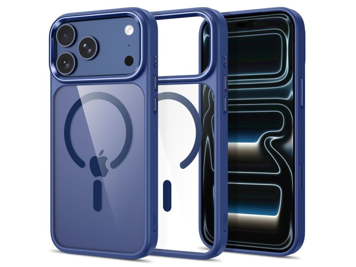 Tech-Protect Magmat Magsafe CC Case for iPhone 17 Pro / 18 Pro - Navy Blue and Transparent