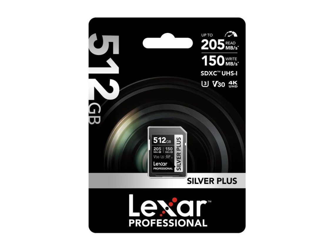 Cartão de memória Lexar Professional SILVER PLUS SDXC de 512 GB