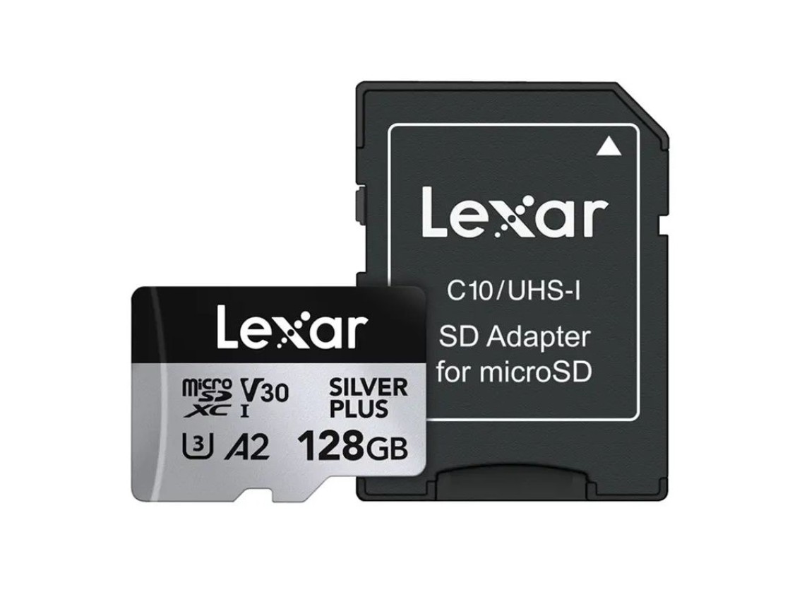 Tarjeta de crédito Lexar High-Performance Silver Plus microSDXC 128GB + adaptador