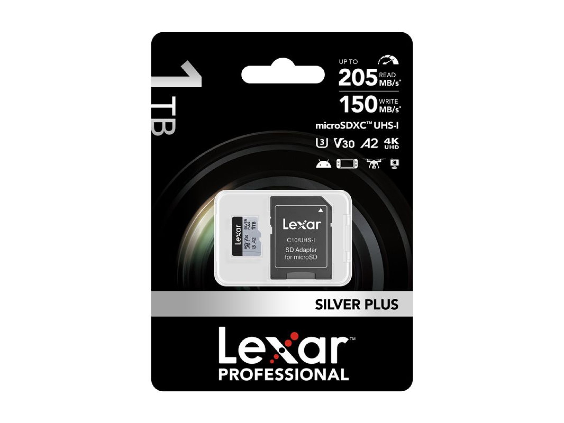 Tarjeta de crédito Lexar High-Performance Silver Plus microSDXC 1TB + adaptador