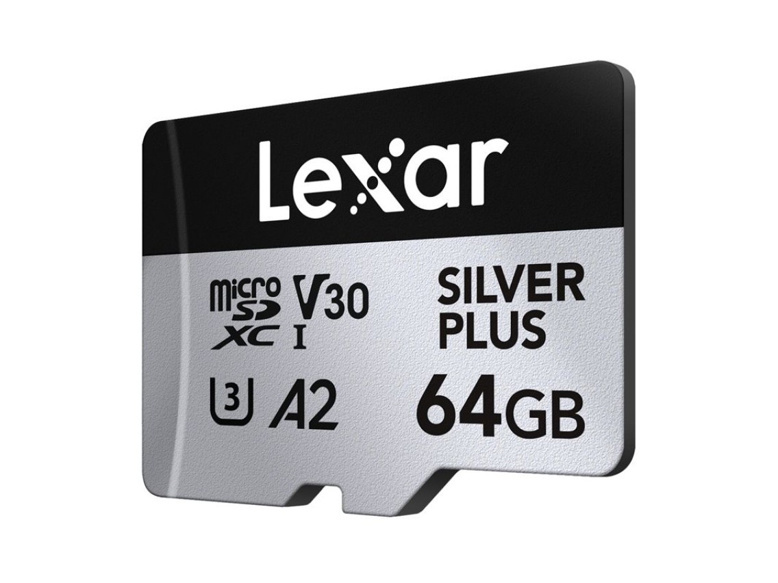 Tarjeta de crédito Lexar High-Performance Silver Plus microSDXC 64GB + adaptador