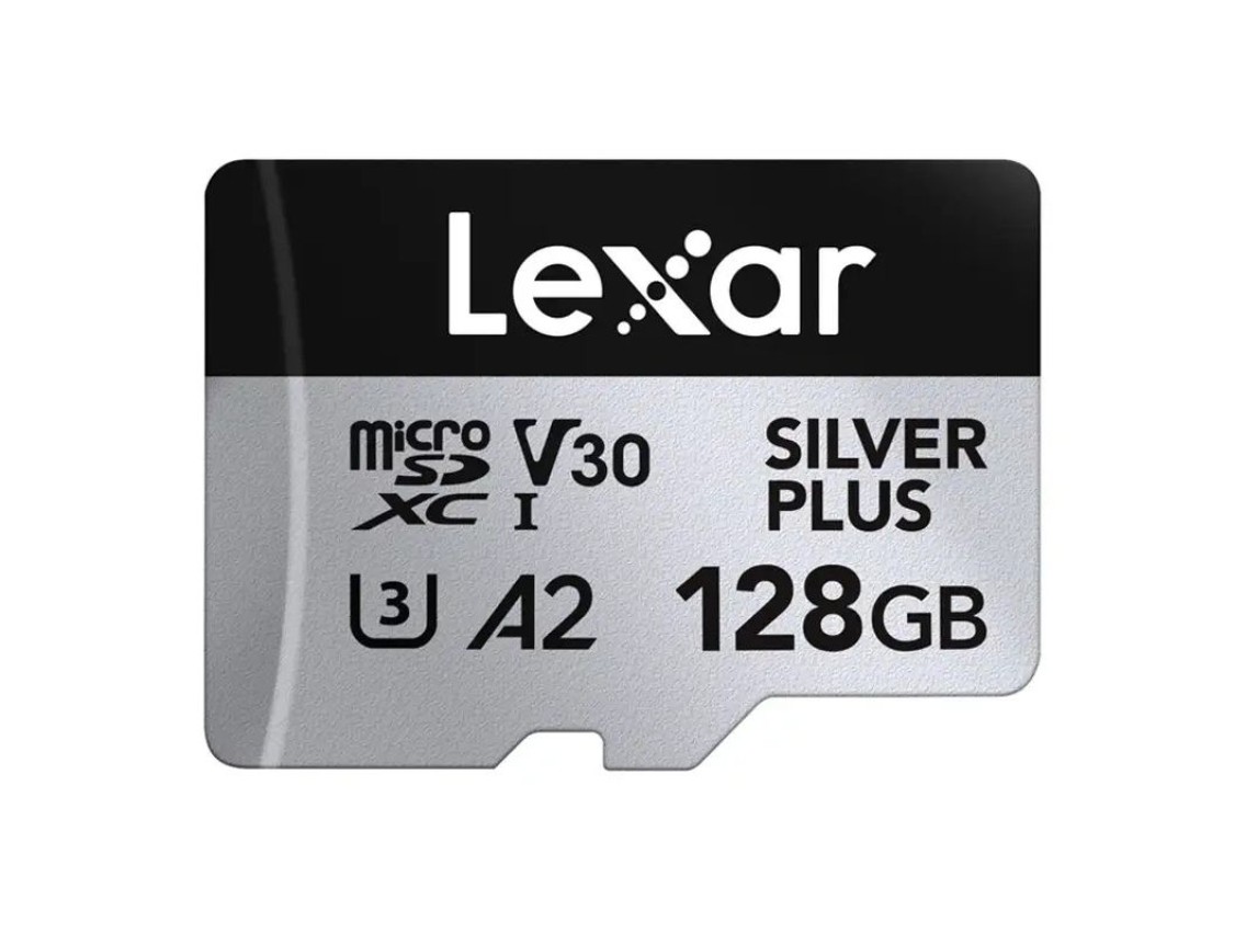 Tarjeta de crédito Lexar High-Performance Silver Plus microSDXC 128GB + adaptador