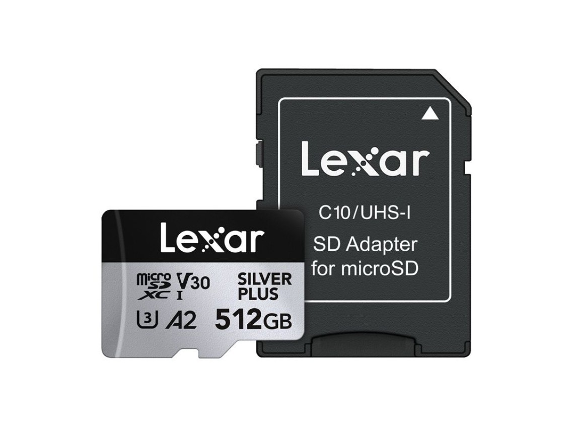 Tarjeta de crédito Lexar High-Performance Silver Plus microSDXC 512GB + adaptador