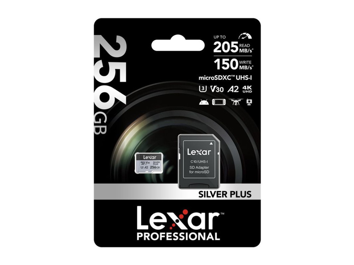 Tarjeta de cr�dito Lexar High-Performance Silver Plus microSDXC 256GB + adaptador