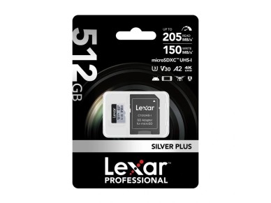 Karta pamięci Lexar High-Performance Silver Plus microSDXC 512GB + adapter