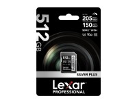 Cartão de memória Lexar Professional SILVER PLUS SDXC de 512 GB Cartão de memória Lexar Professional SILVER PLUS SDXC de 512 GB