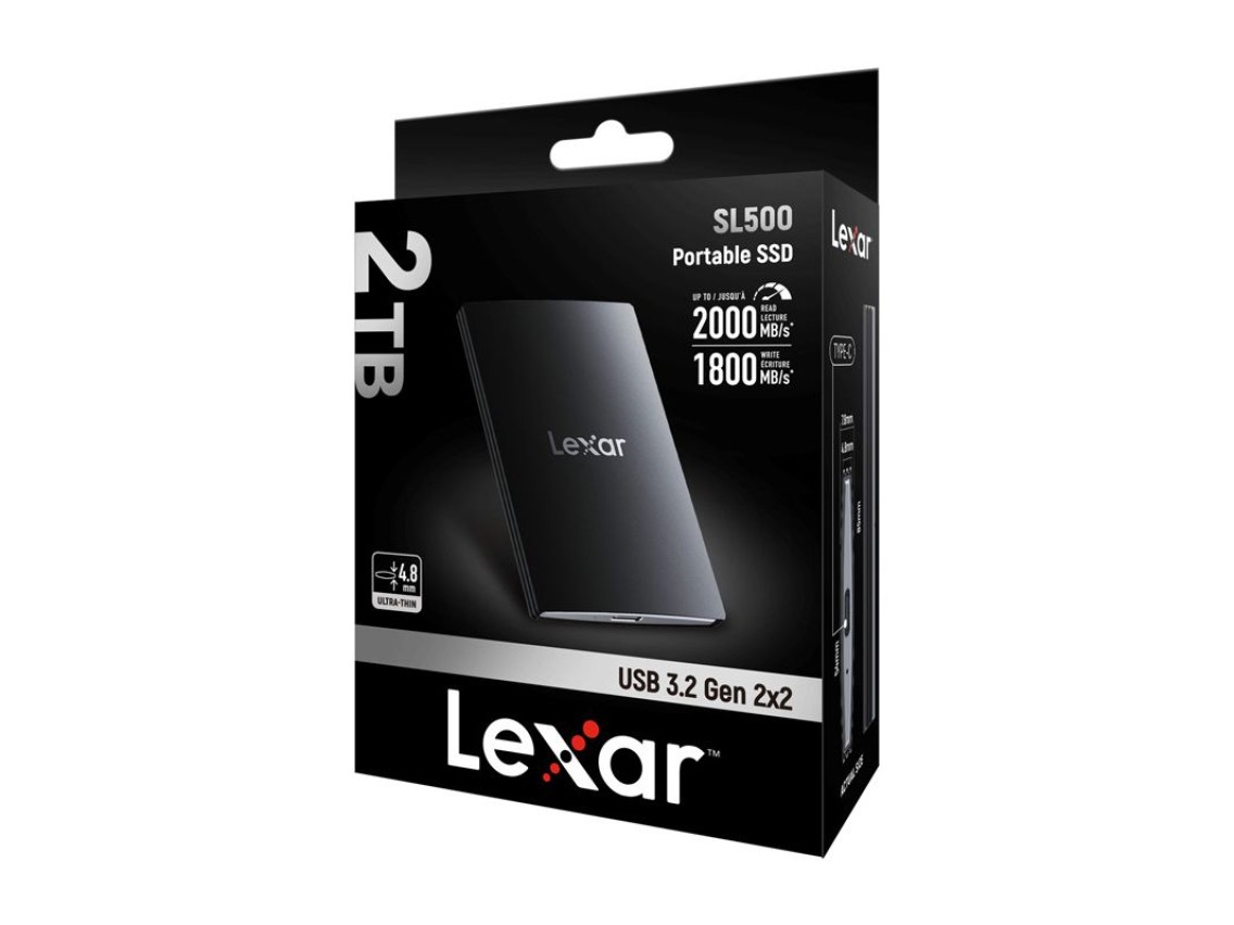 Unidade SSD port�til Lexar SL500 de 2 TB