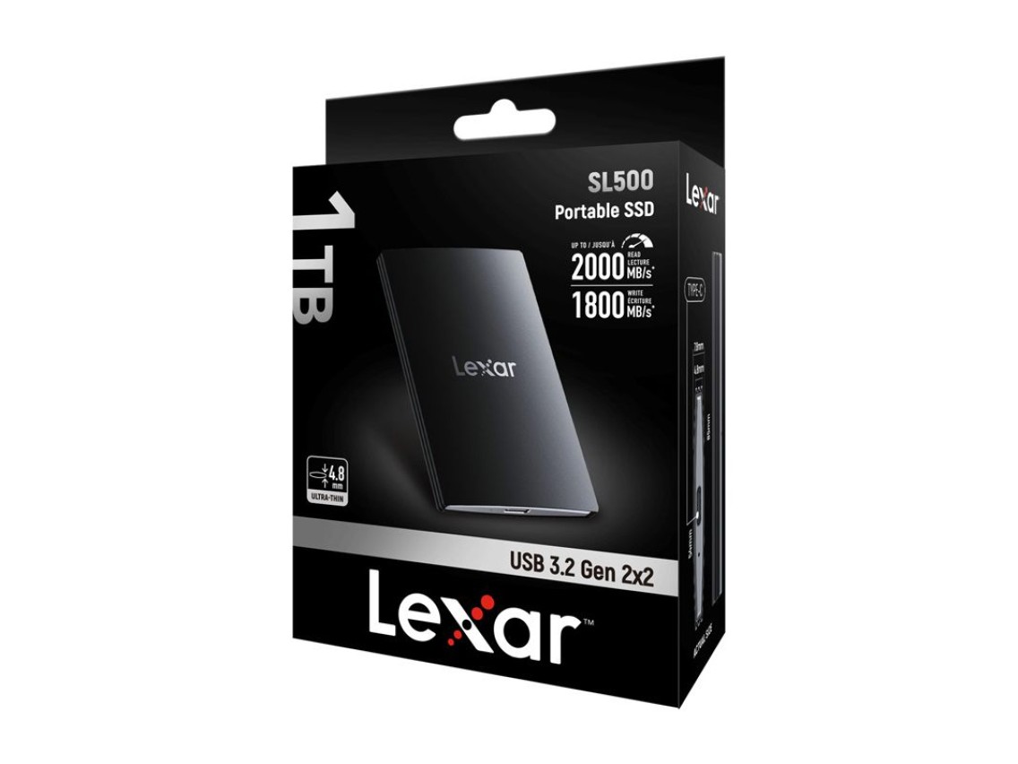 Unidade SSD portátil Lexar SL500 de 1 TB