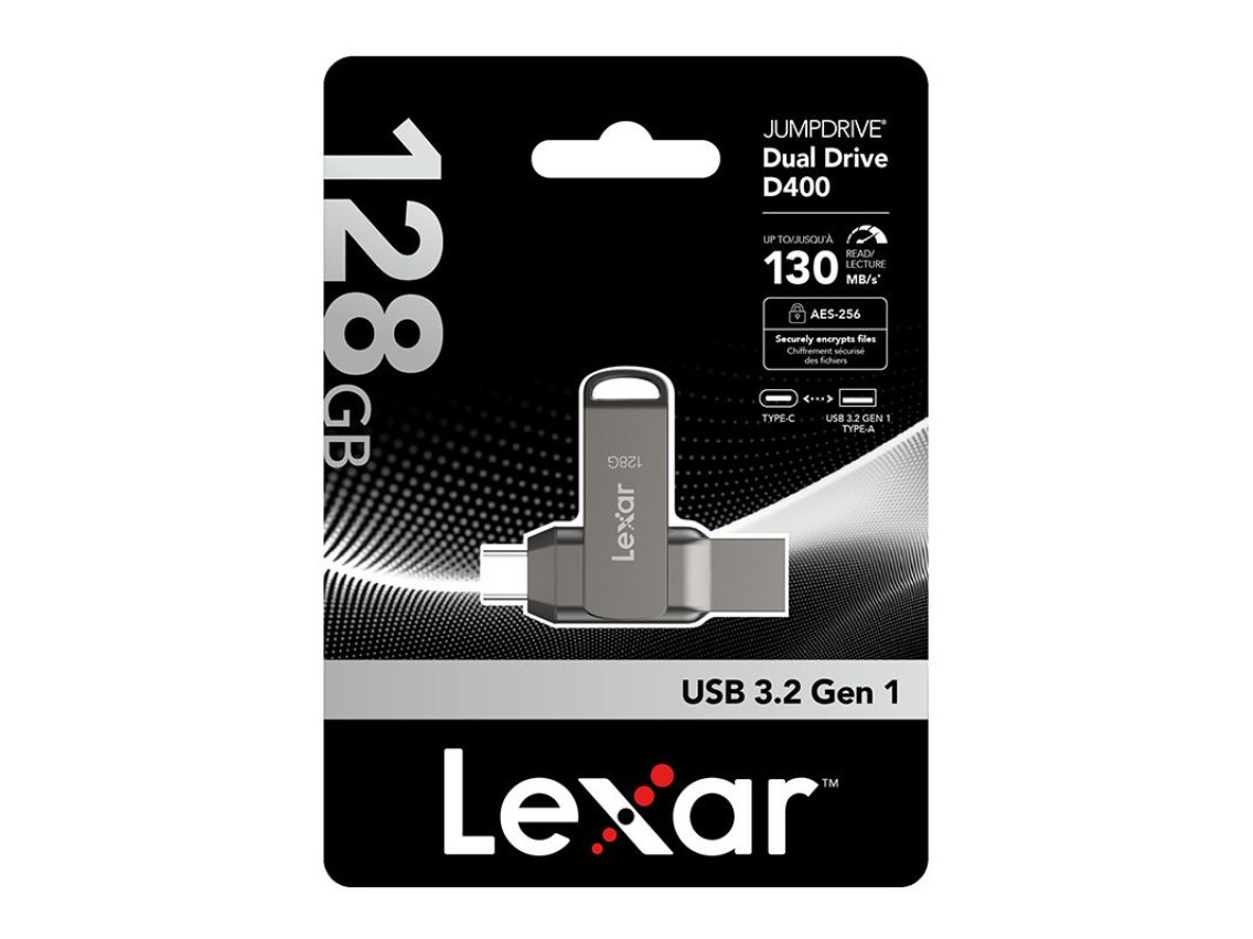 Pendrive Lexar Dual Type-C e Type-A USB 3.1 128GB