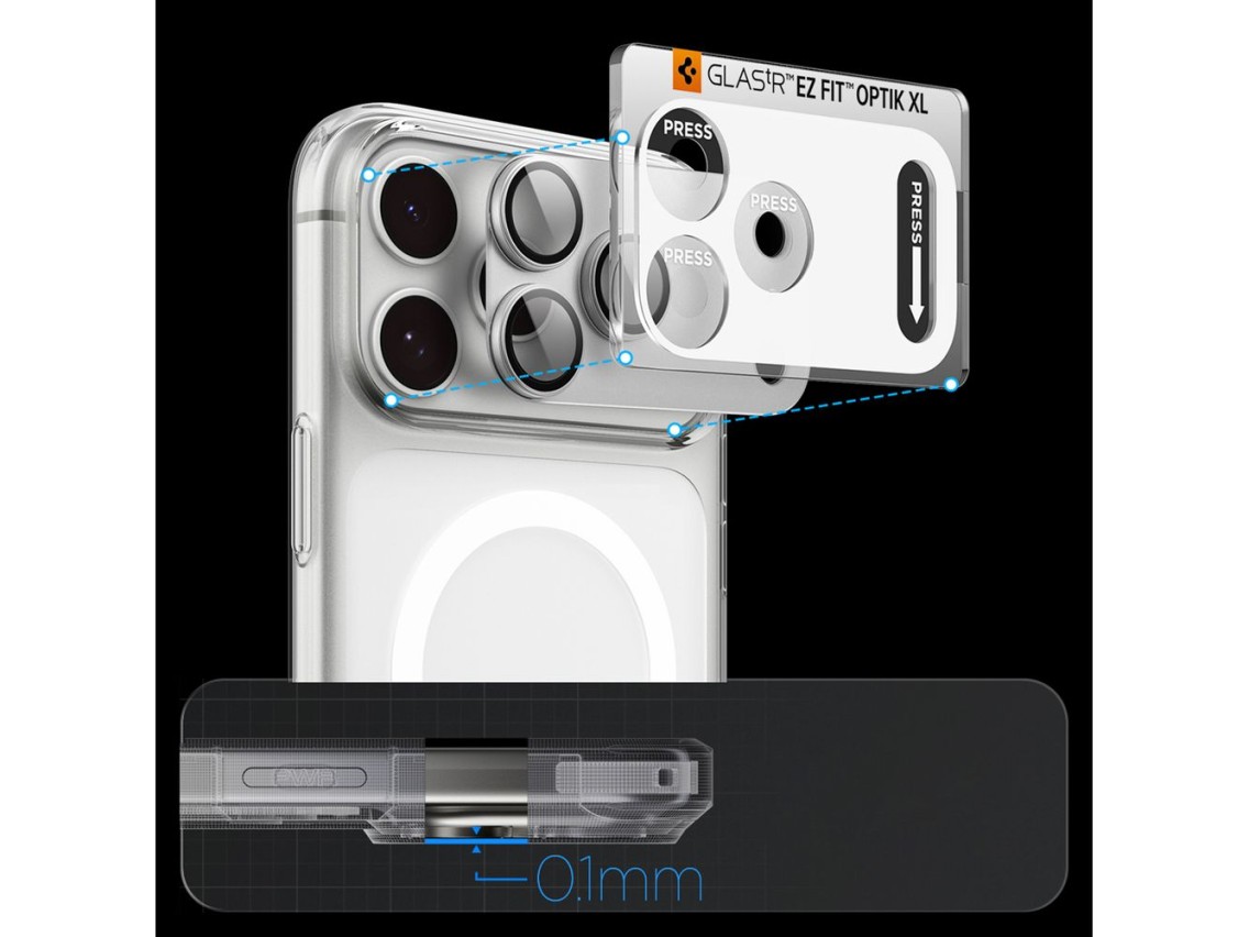 Spigen Optik Pro XL GLAS.TR EZ FIT Película de Vidro Temperado para iPhone 18 Pro - Prata
