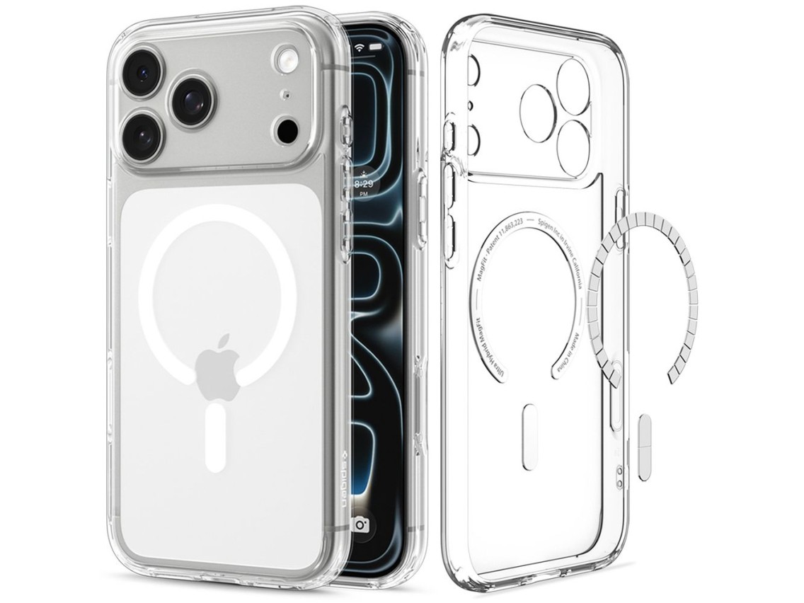 Capa Spigen Ultra Hybrid MagSafe para iPhone 18 Pro / 17 Pro - Transparente e Branca