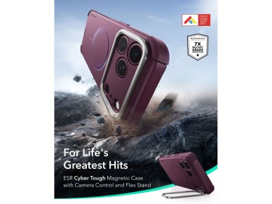 ESR Cyber Tough Kickstand MagSafe Case for iPhone 18 Pro / 17 Pro - Burgundy ESR Cyber Tough Kickstand MagSafe Case for iPhone 18 Pro / 17 Pro - Burgundy