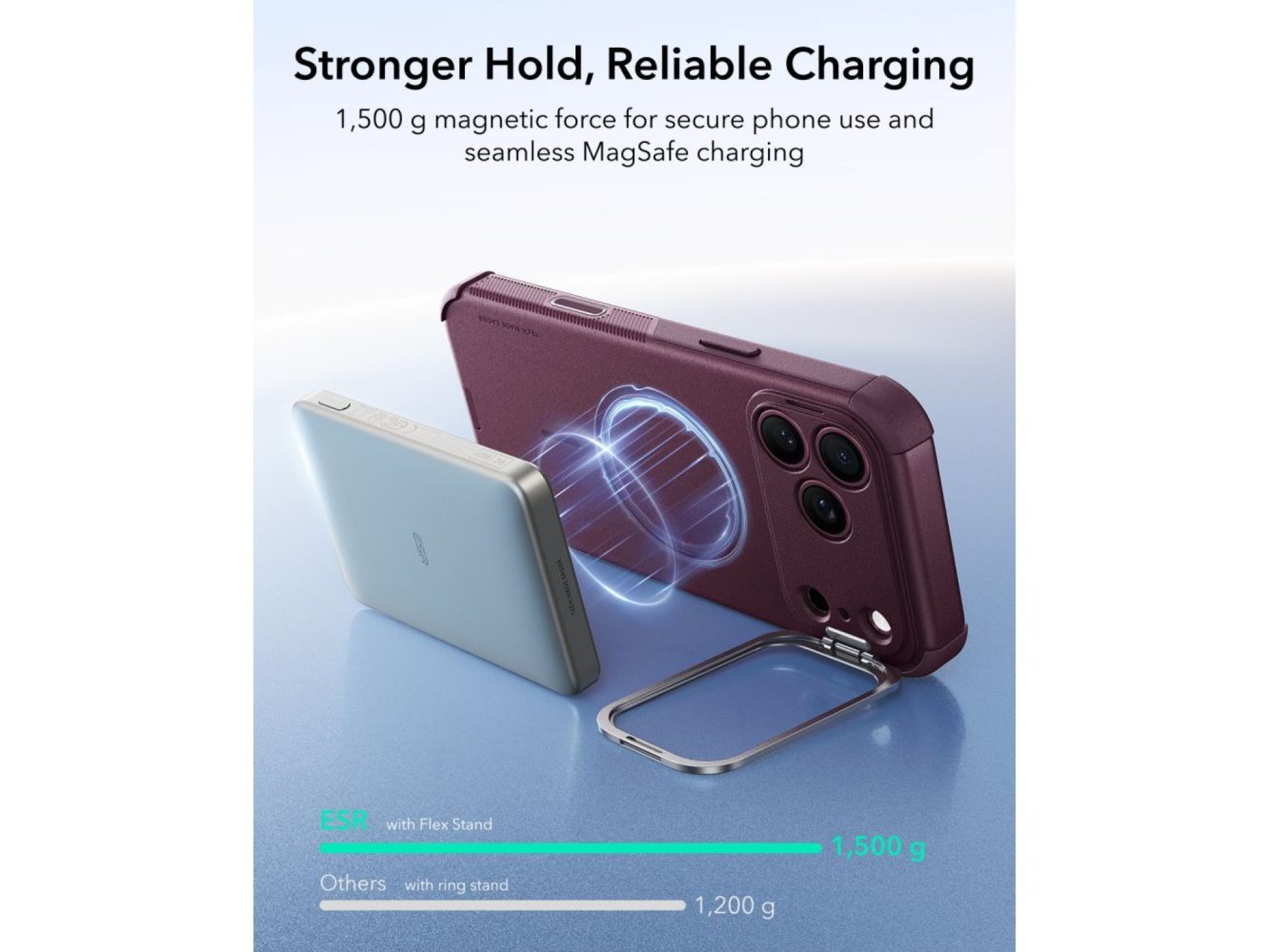 Funda ESR Cyber ??Tough con soporte y MagSafe para iPhone 18 Pro / 17 Pro - Granate