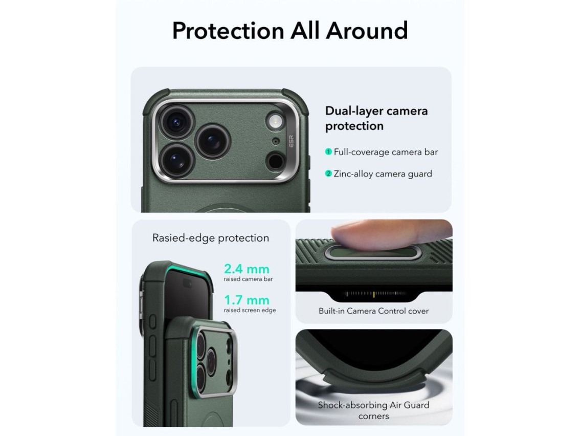 Funda ESR Cyber ??Tough con soporte MagSafe para iPhone 18 Pro Max / 17 Pro Max - Verde