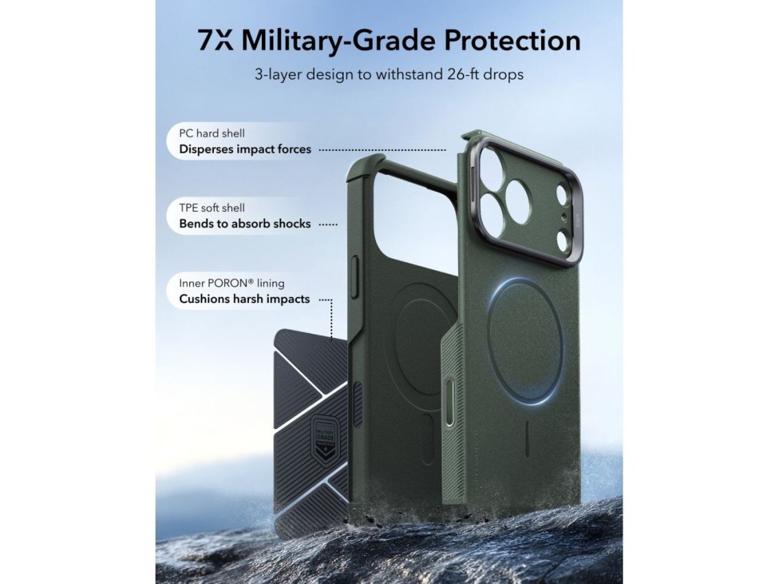 Funda ESR Cyber ??Tough con soporte MagSafe para iPhone 18 Pro Max / 17 Pro Max - Verde