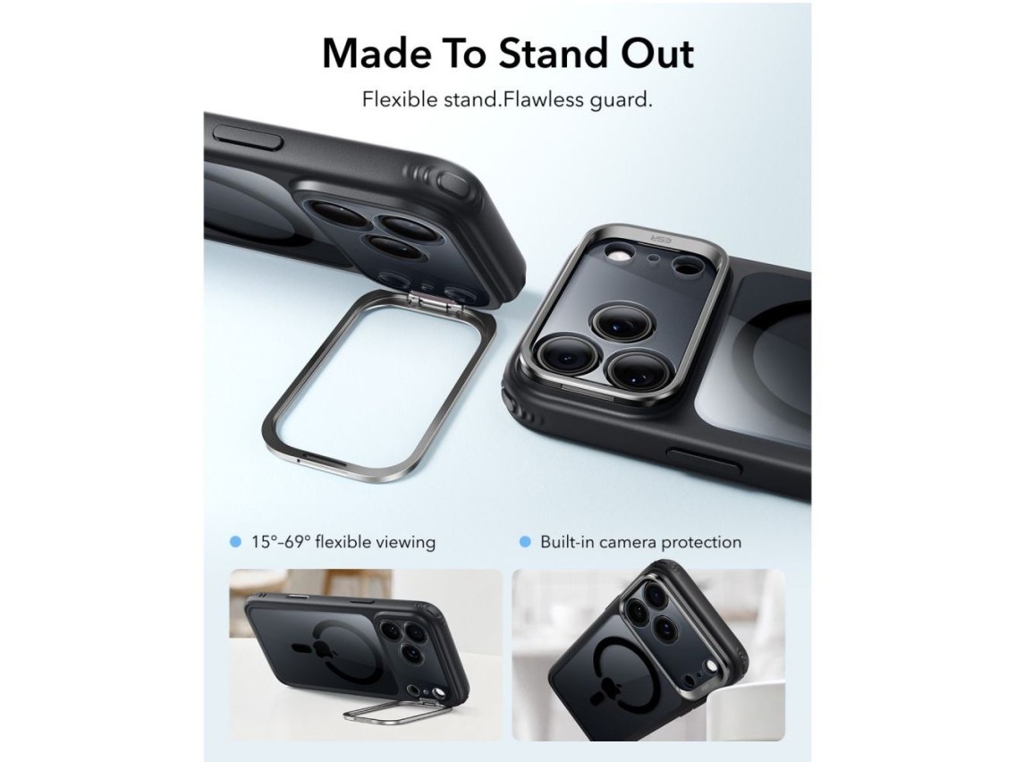 Funda ESR Classic Hybrid con soporte MagSafe para iPhone 18 Pro Max / 17 Pro Max - Negro transparent
