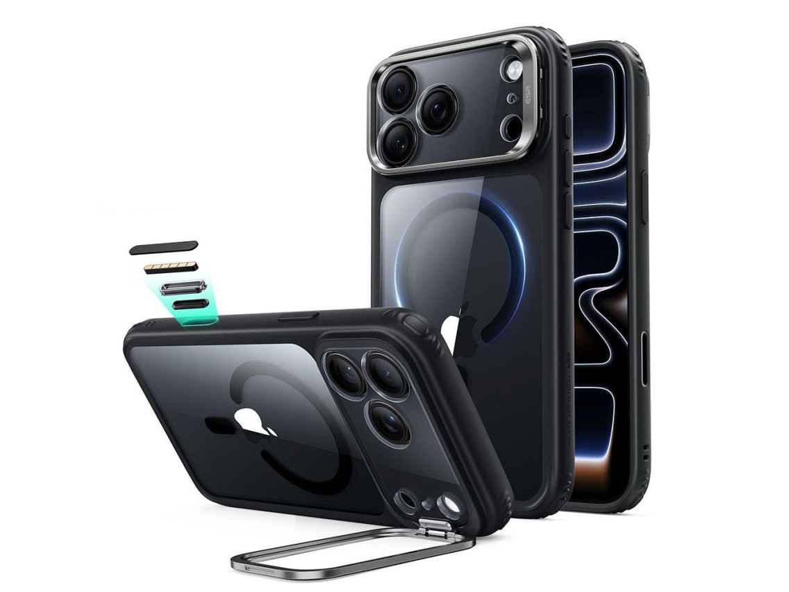 Funda ESR Classic Hybrid con soporte MagSafe para iPhone 18 Pro Max / 17 Pro Max - Negro transparent