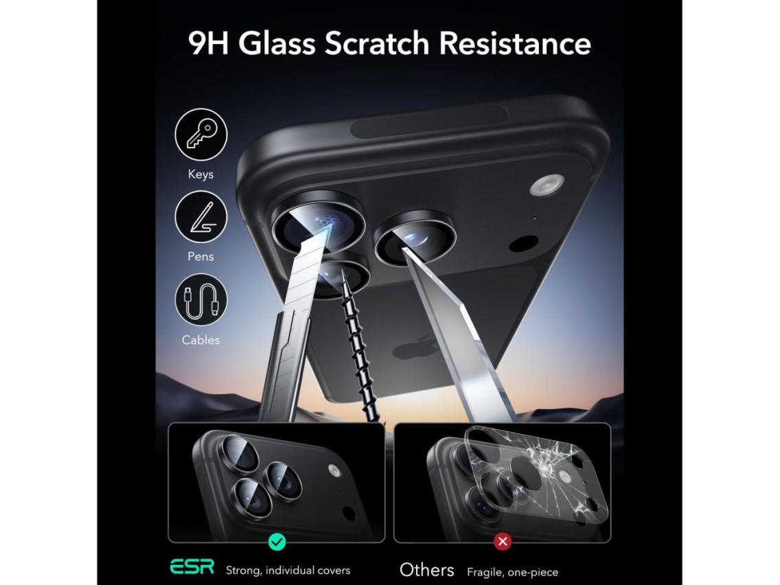 ESR Armorite Camera Protector Tempered Glass for iPhone 18 Pro / 18 Pro Max - Black