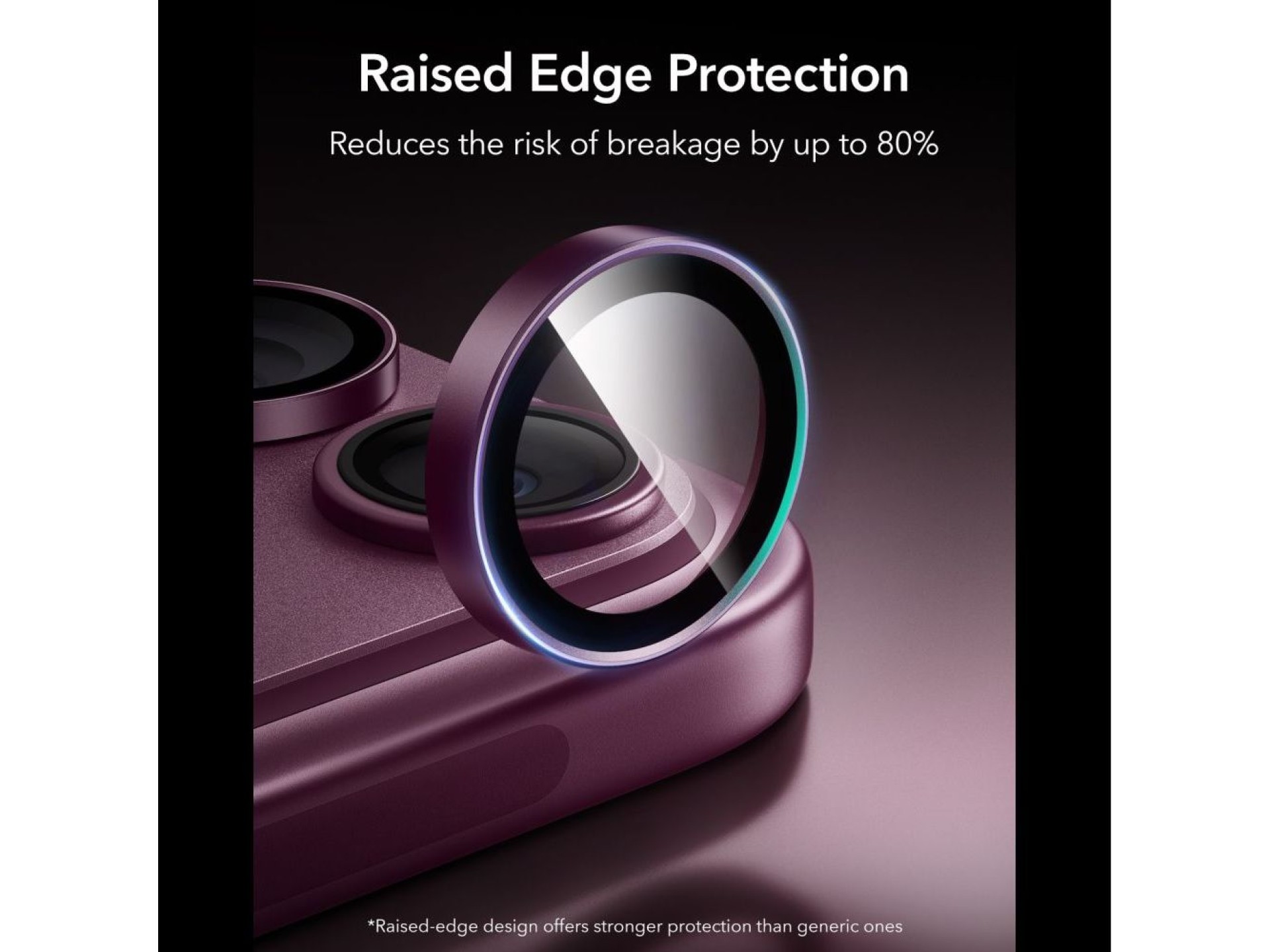 Protector de cámara de cristal templado ESR Armorite para iPhone 18 Pro / 18 Pro Max - Rojo cereza o