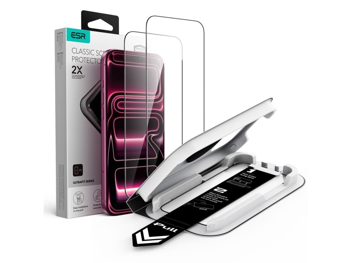 Película de vidro temperado ESR UltraFit Classic (pacote com 2) para iPhone 18 Pro Max / 17 Pro Max