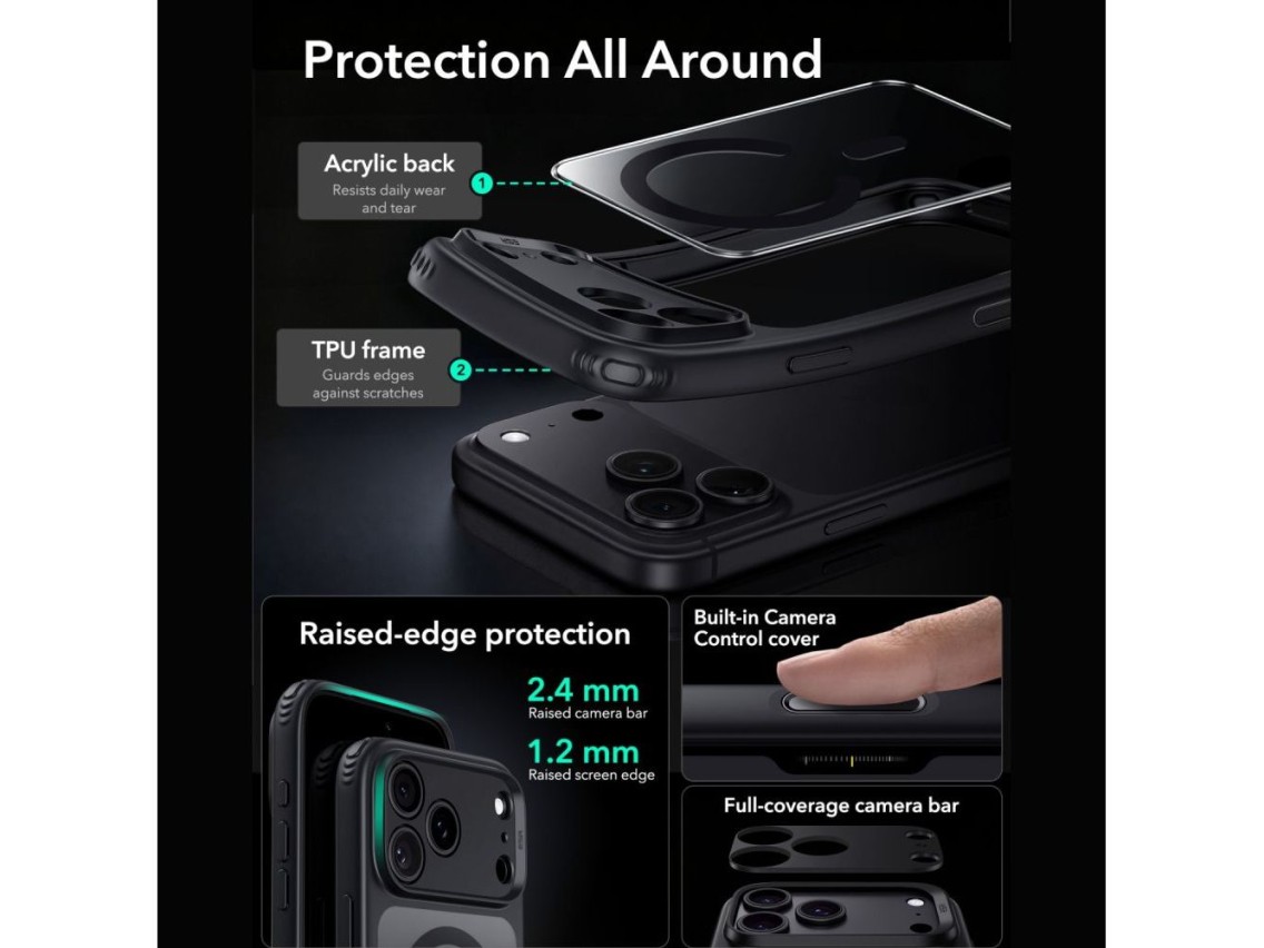 ESR Classic Hybrid MagSafe Case for iPhone 18 Pro / 17 Pro - Clear Black