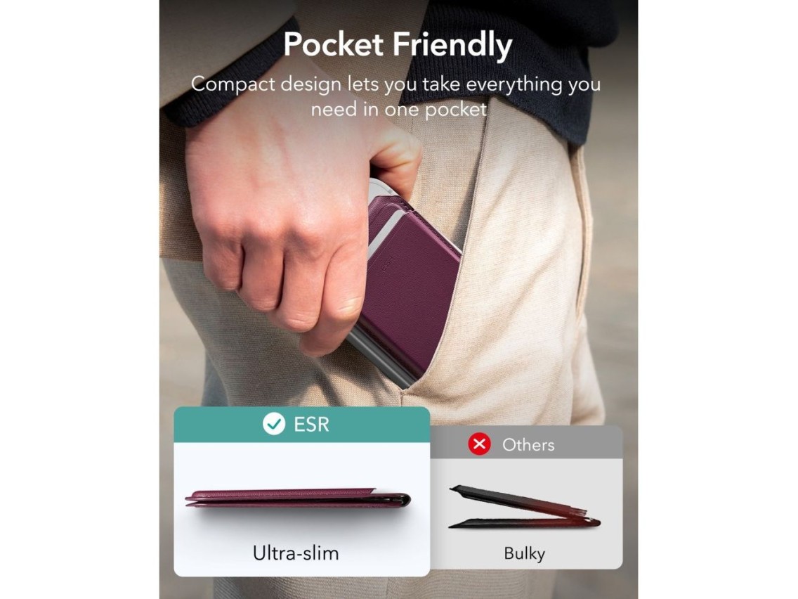 ESR Classic RFID Magnetic MagSafe Wallet - Dark Cherry