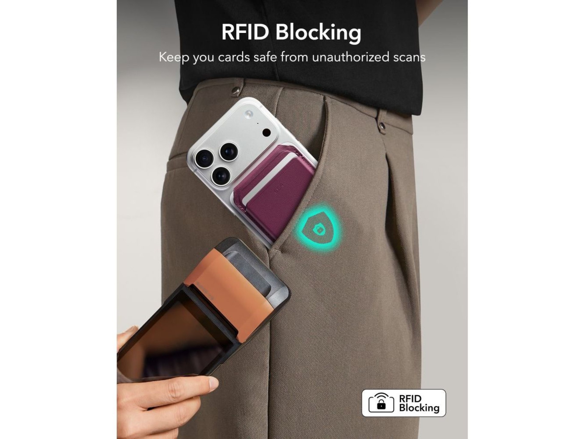 ESR Classic RFID Magnetic MagSafe Wallet - Dark Cherry