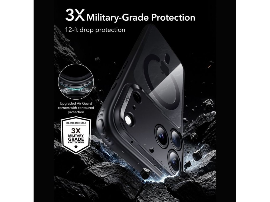 ESR Classic Hybrid MagSafe Case for iPhone 18 Pro / 17 Pro - Clear Black
