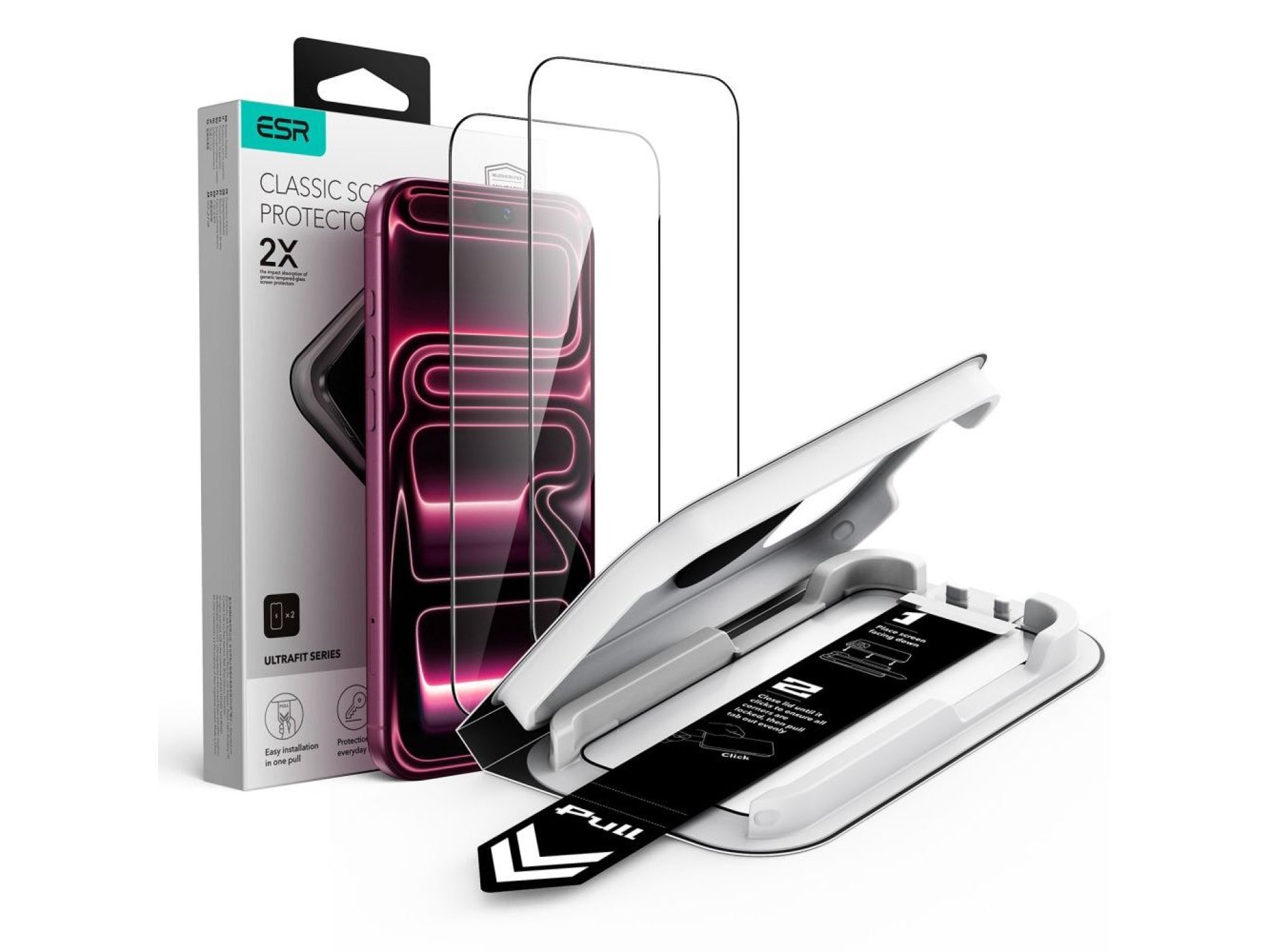 Película de vidro temperado ESR UltraFit Classic (pacote com 2) para iPhone 18 Pro Max / 17 Pro Max