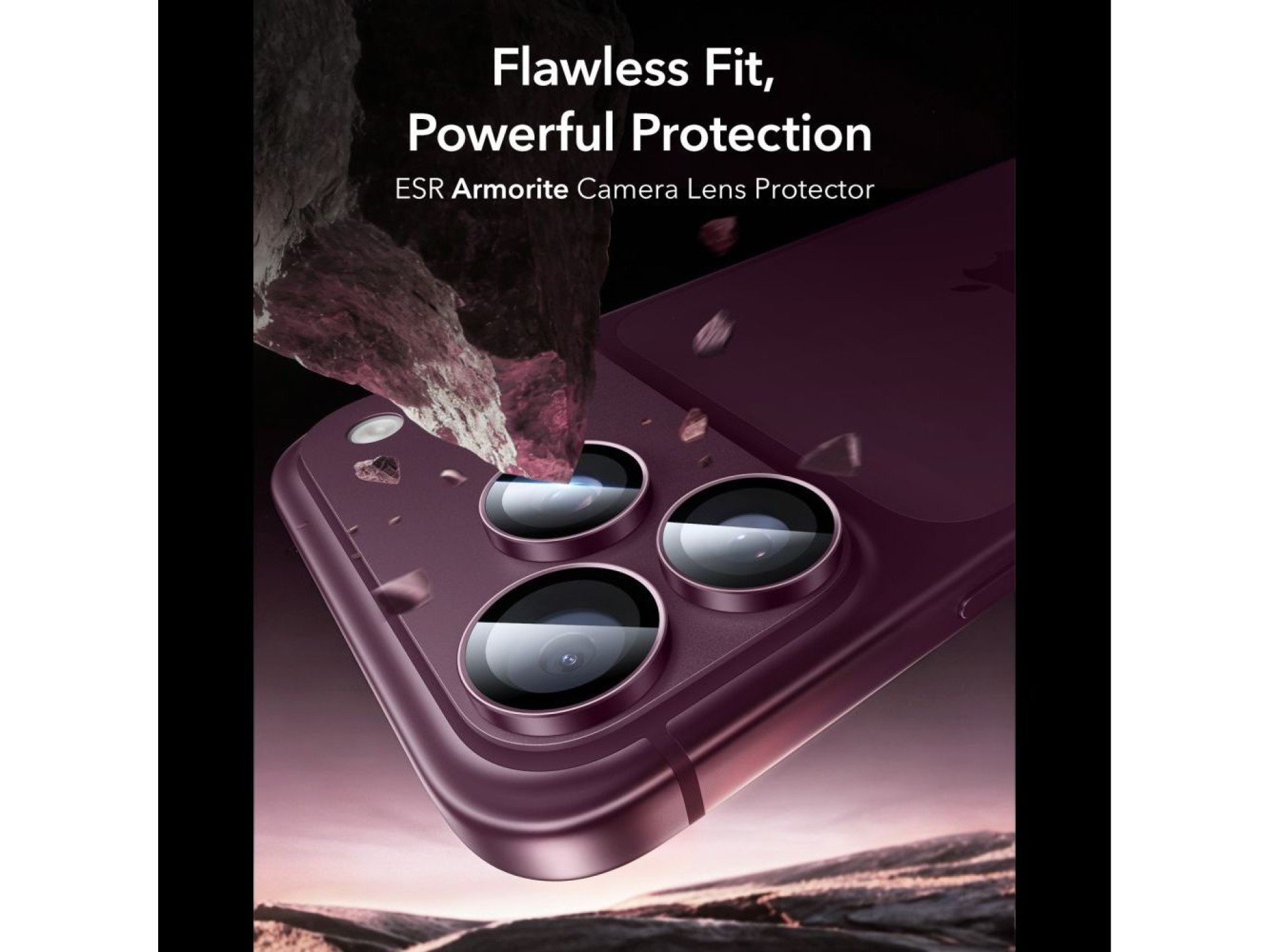 Protector de cámara de cristal templado ESR Armorite para iPhone 18 Pro / 18 Pro Max - Rojo cereza o