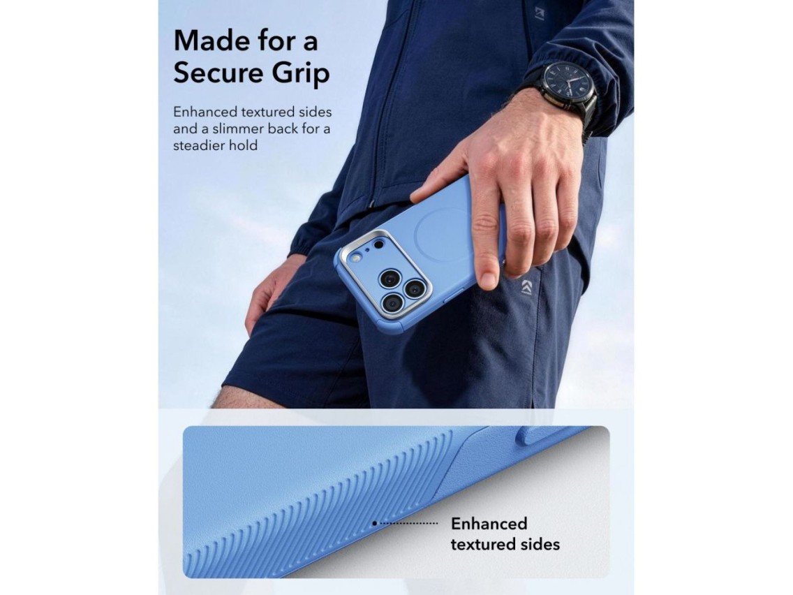 Capa ESR Cyber-Tough com suporte e MagSafe para iPhone 18 Pro Max / 17 Pro Max - Azul Claro