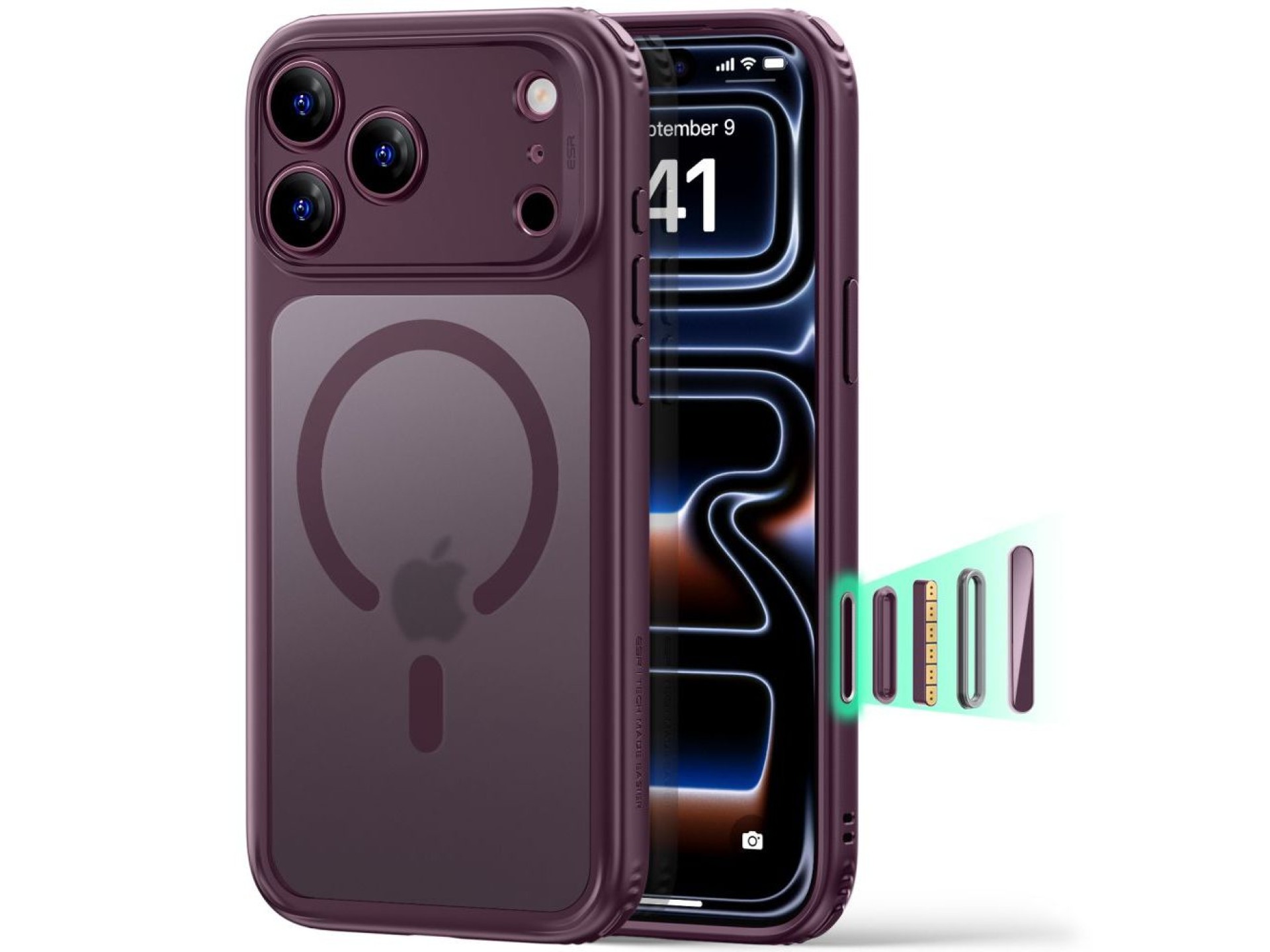 ESR Classic Hybrid MagSafe case for iPhone 18 Pro Max / 17 Pro Max - dark cherry