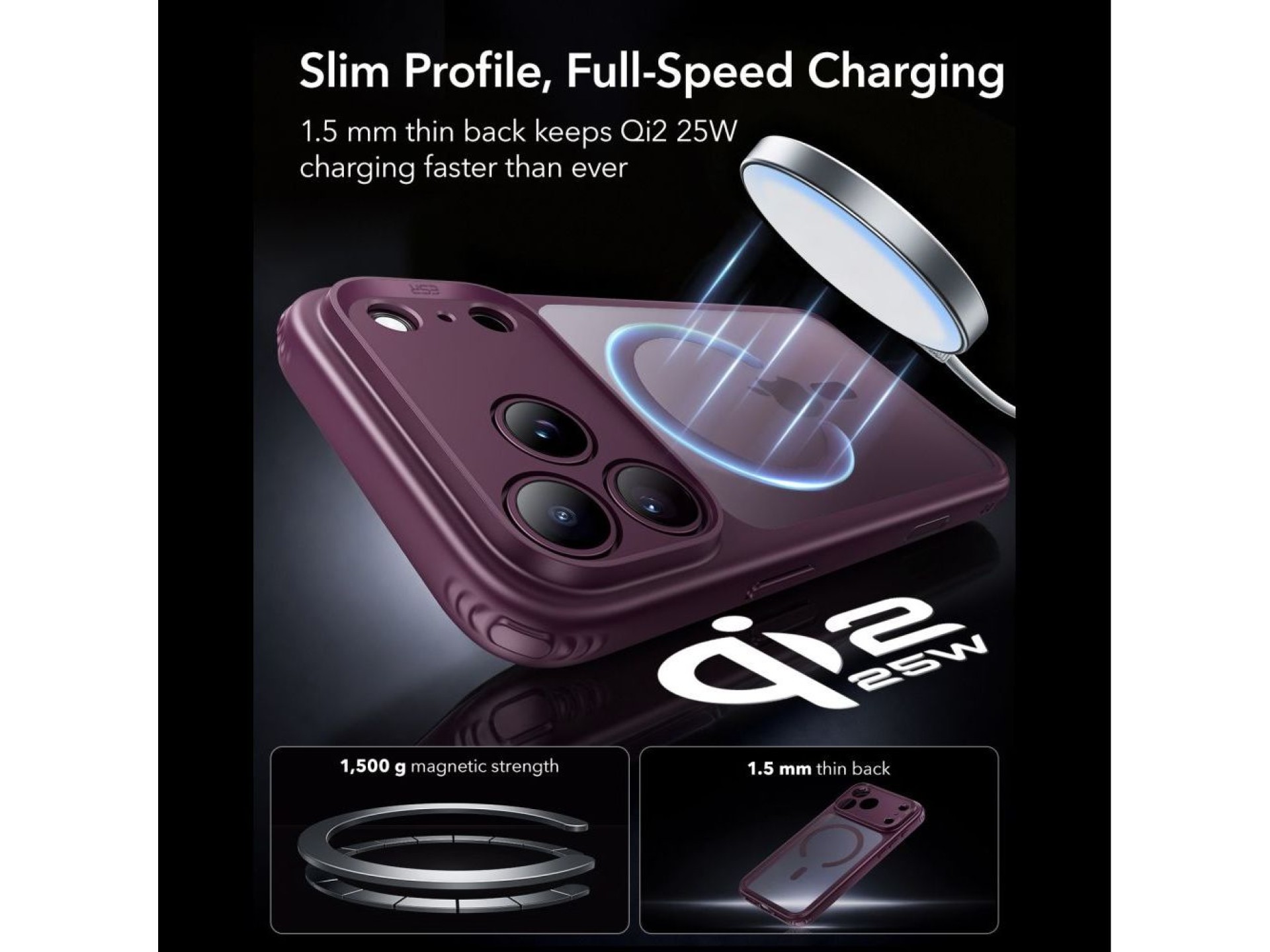 ESR Classic Hybrid MagSafe case for iPhone 18 Pro Max / 17 Pro Max - dark cherry
