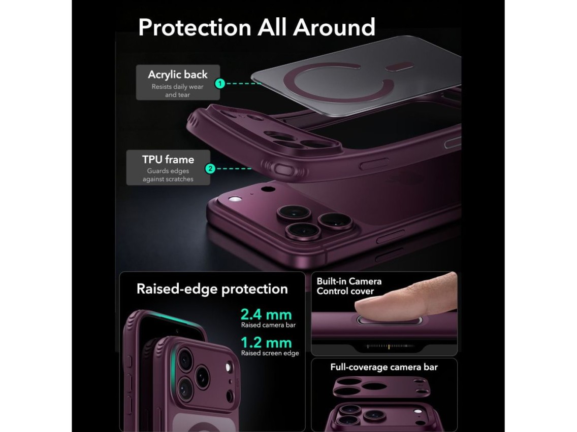 ESR Classic Hybrid MagSafe case for iPhone 18 Pro Max / 17 Pro Max - dark cherry