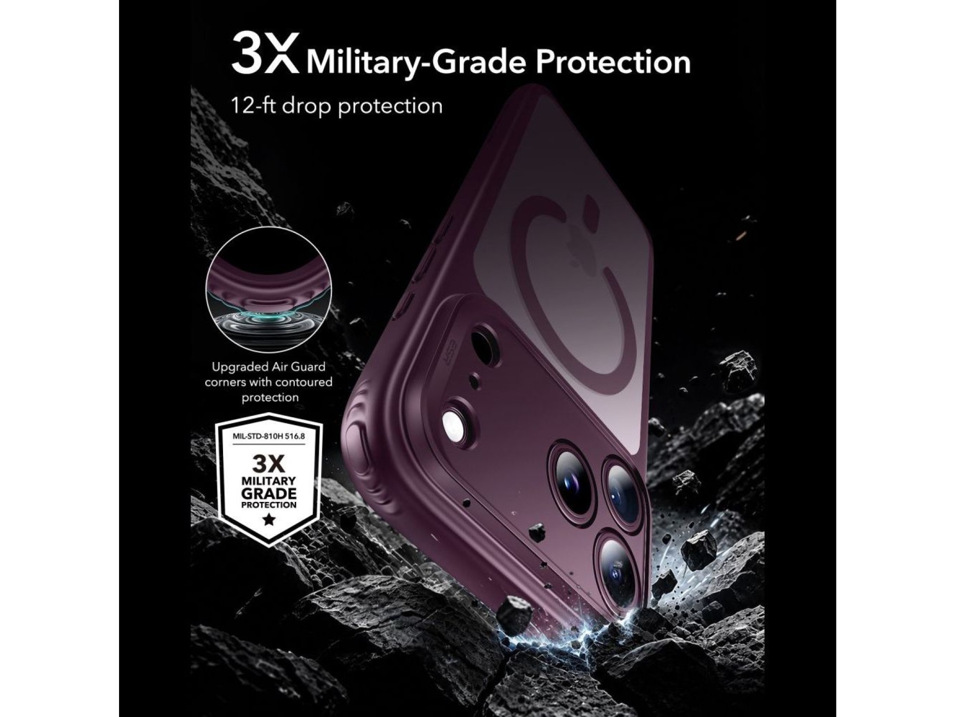 ESR Classic Hybrid MagSafe case for iPhone 18 Pro Max / 17 Pro Max - dark cherry