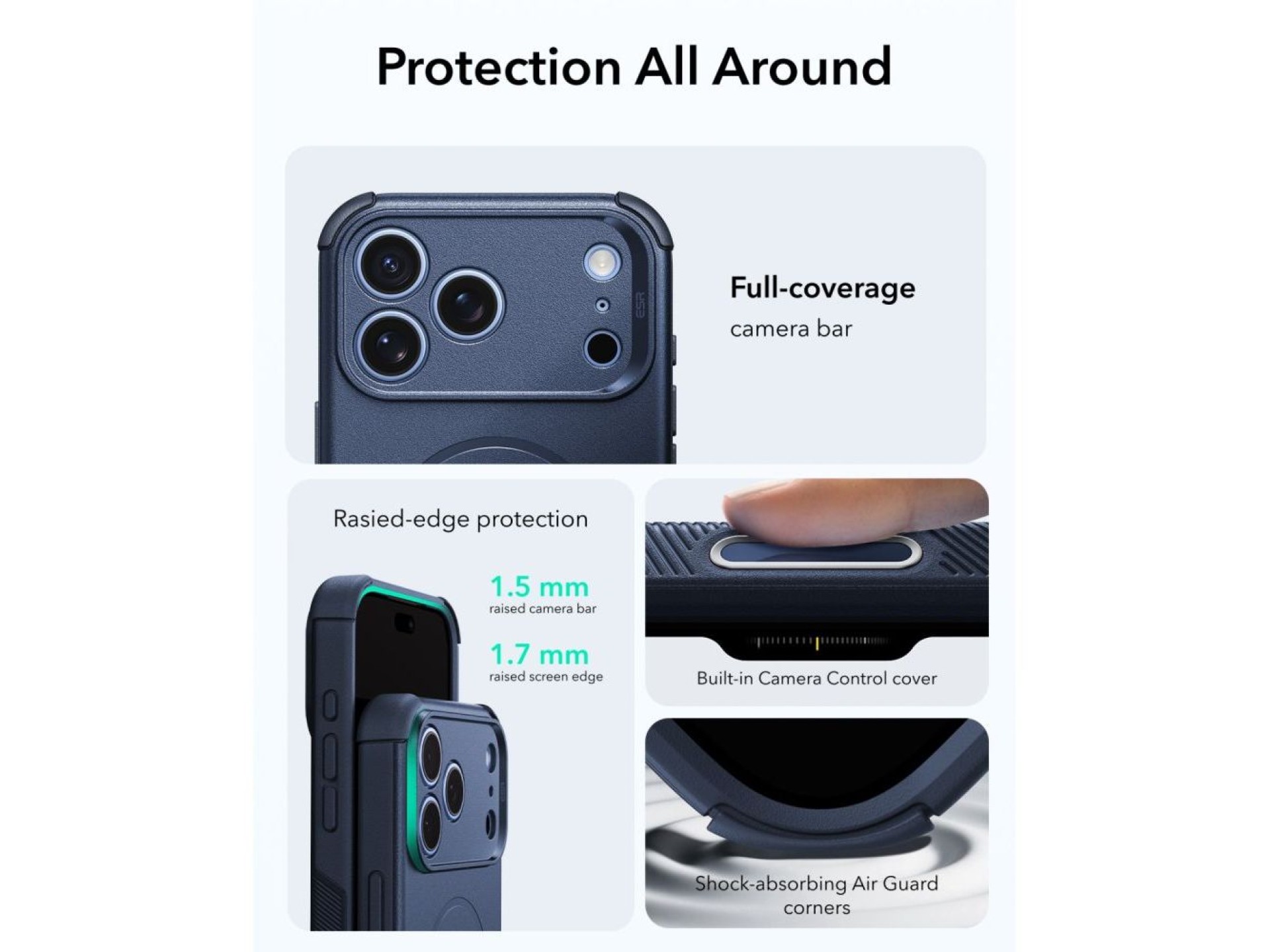 Capa ESR Cyber-Tough MagSafe para iPhone 18 Pro Max / 17 Pro Max - Azul Marinho