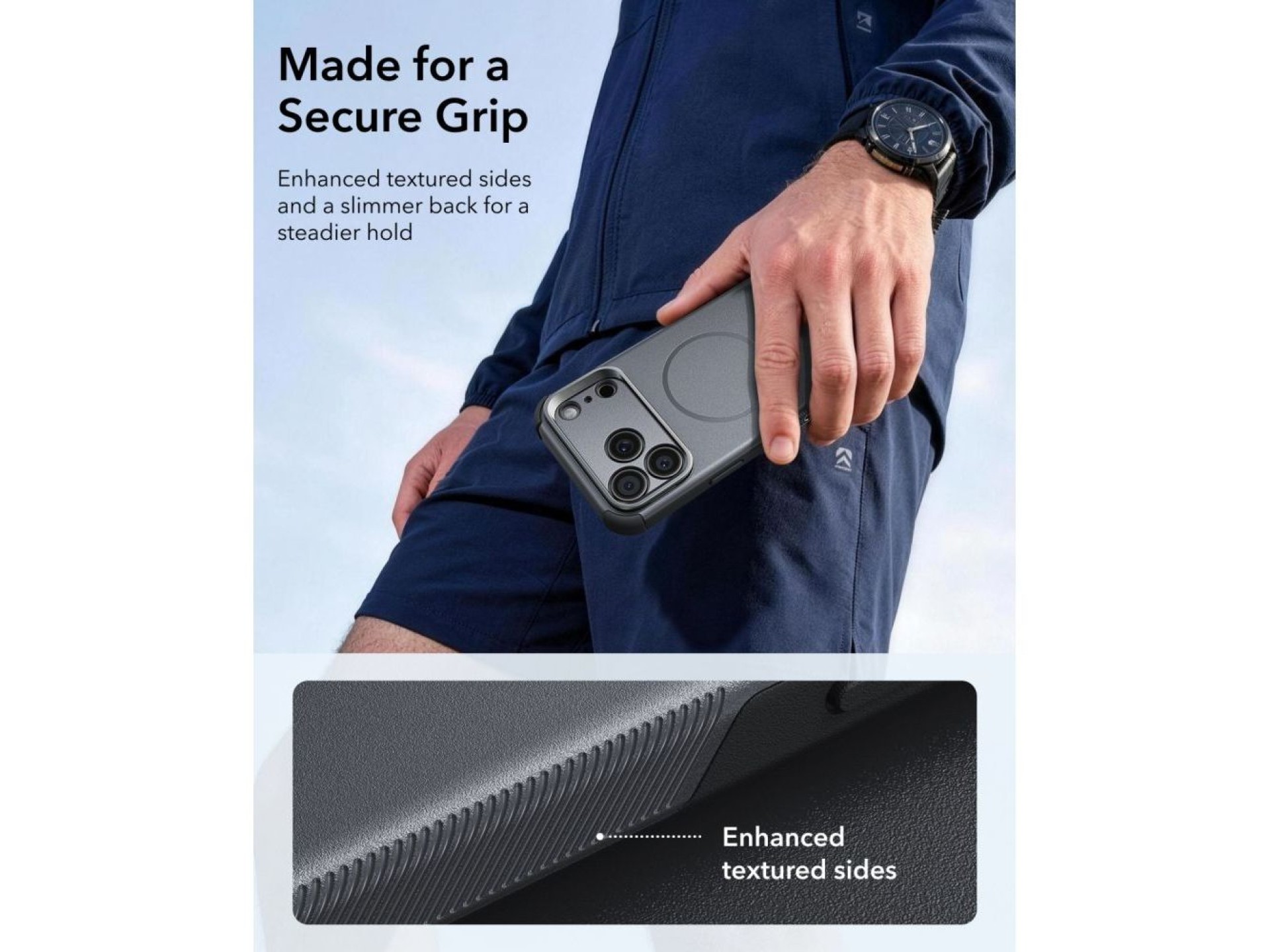 Funda ESR Cyber ??Tough con soporte y MagSafe para iPhone 18 Pro / 17 Pro - Gris