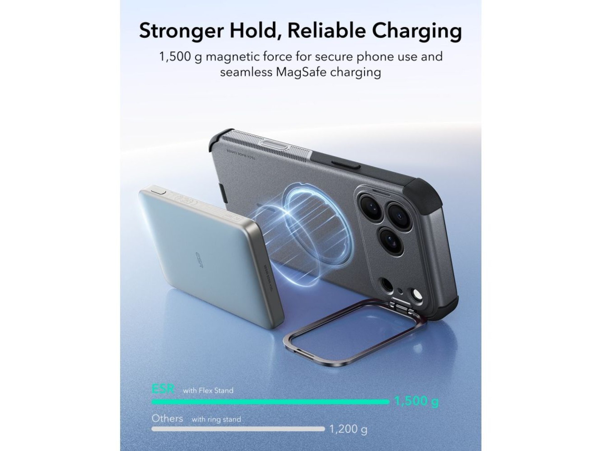 Funda ESR Cyber ??Tough con soporte y MagSafe para iPhone 18 Pro / 17 Pro - Gris
