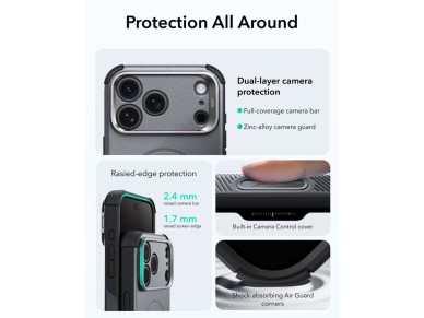 ESR Cyber Tough Kickstand MagSafe Case for iPhone 18 Pro / 17 Pro - Gray ESR Cyber Tough Kickstand MagSafe Case for iPhone 18 Pro / 17 Pro - Gray