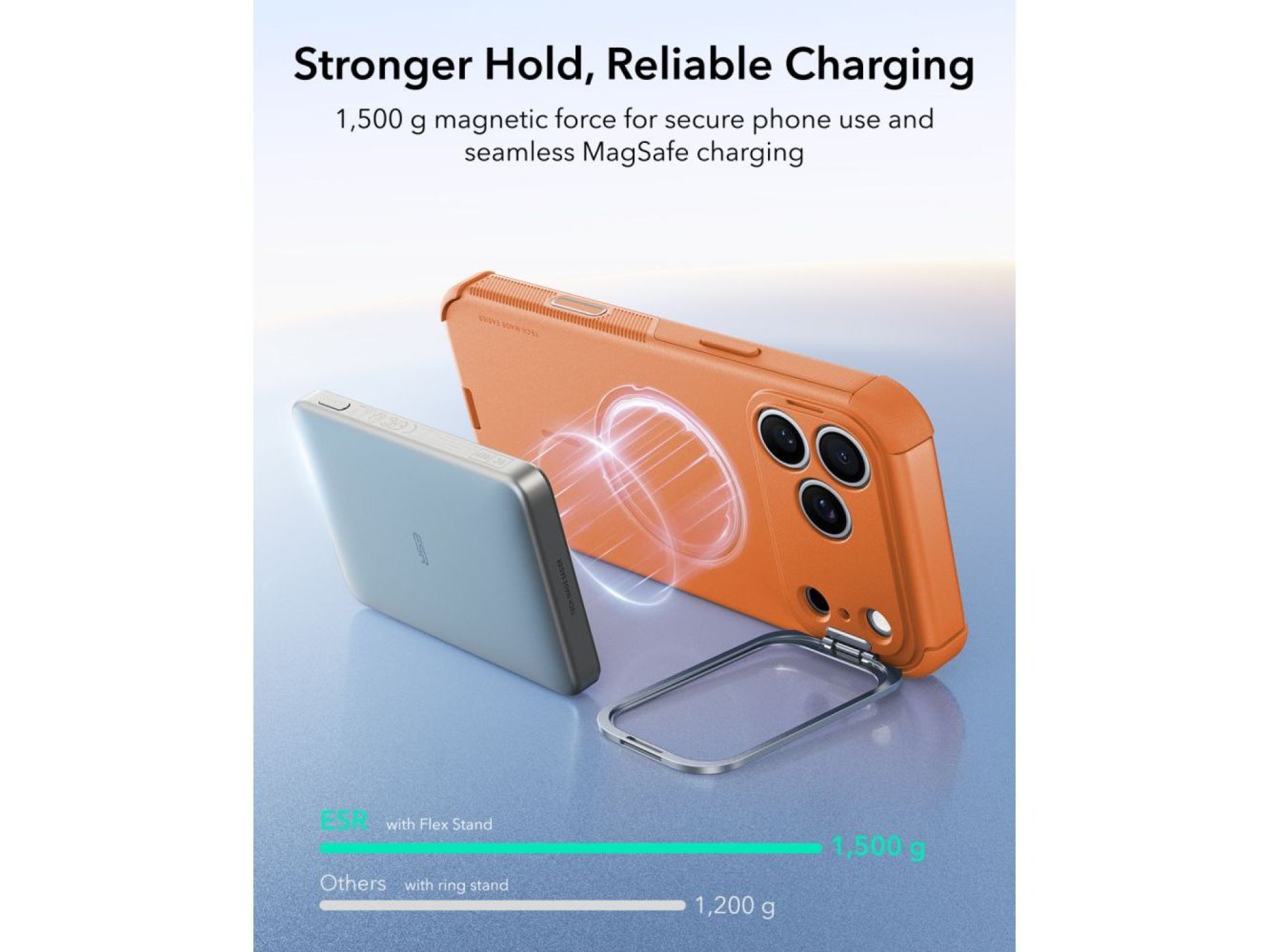 Funda ESR Cyber ??Tough con soporte MagSafe para iPhone 18 Pro / 17 Pro - Naranja