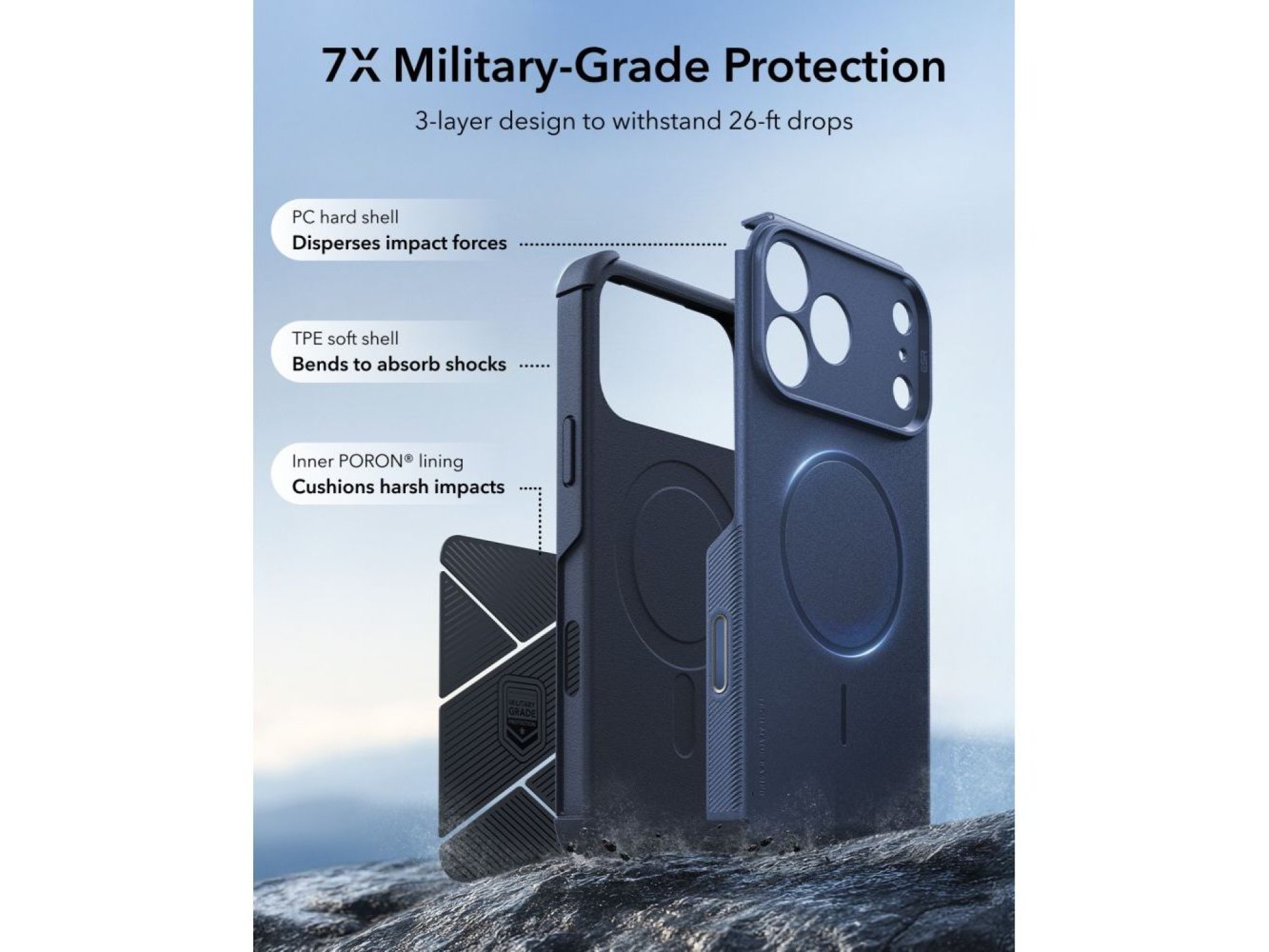 Capa ESR Cyber-Tough MagSafe para iPhone 18 Pro Max / 17 Pro Max - Azul Marinho