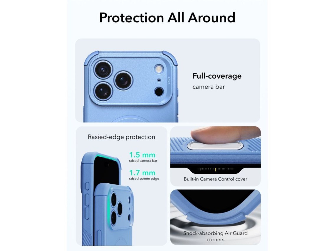 Capa ESR Cyber-Tough MagSafe para iPhone 18 Pro Max / 17 Pro Max - Azul Claro