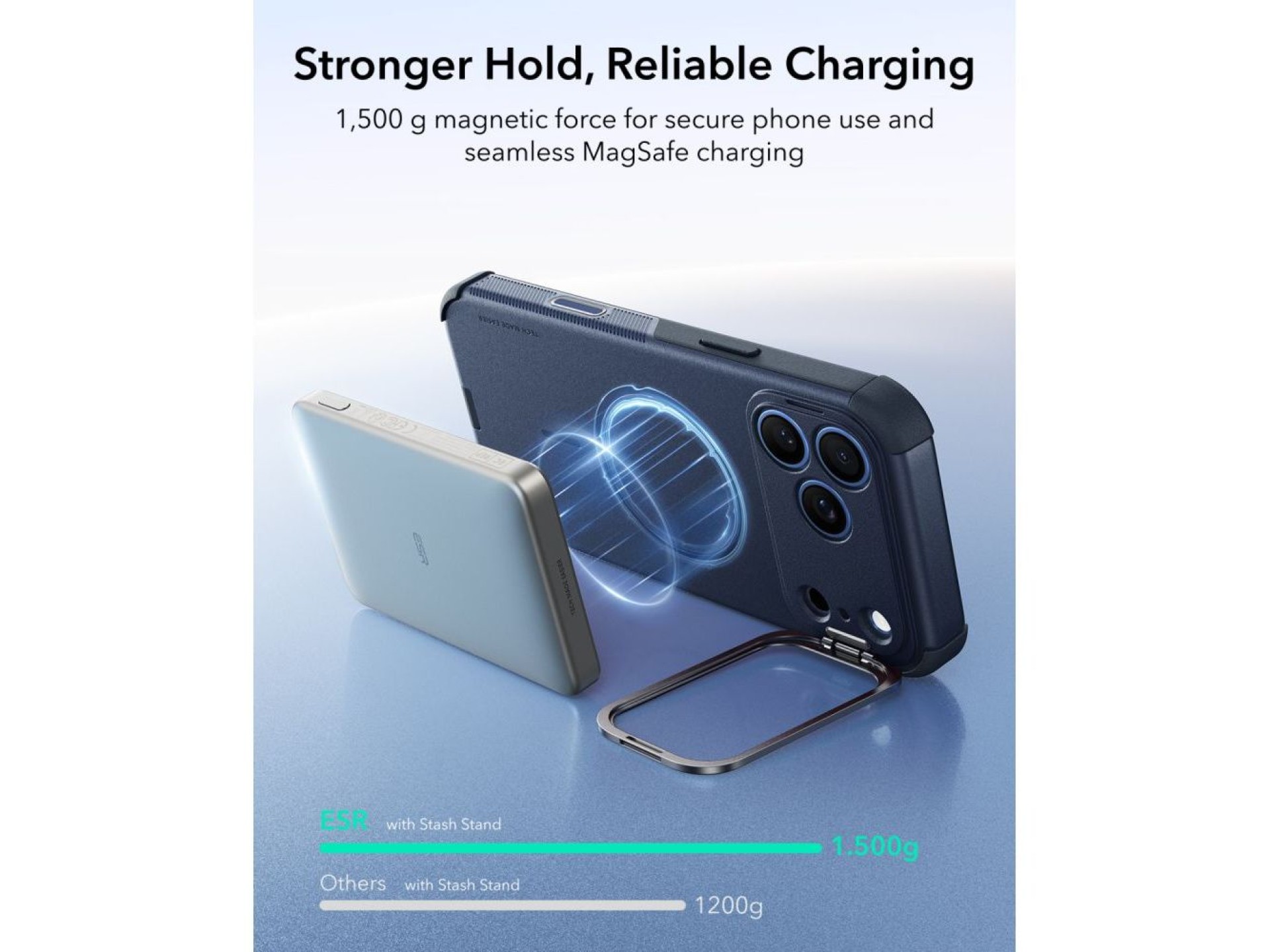 Funda ESR Cyber ??Tough con soporte MagSafe para iPhone 18 Pro Max / 17 Pro Max - Azul marino
