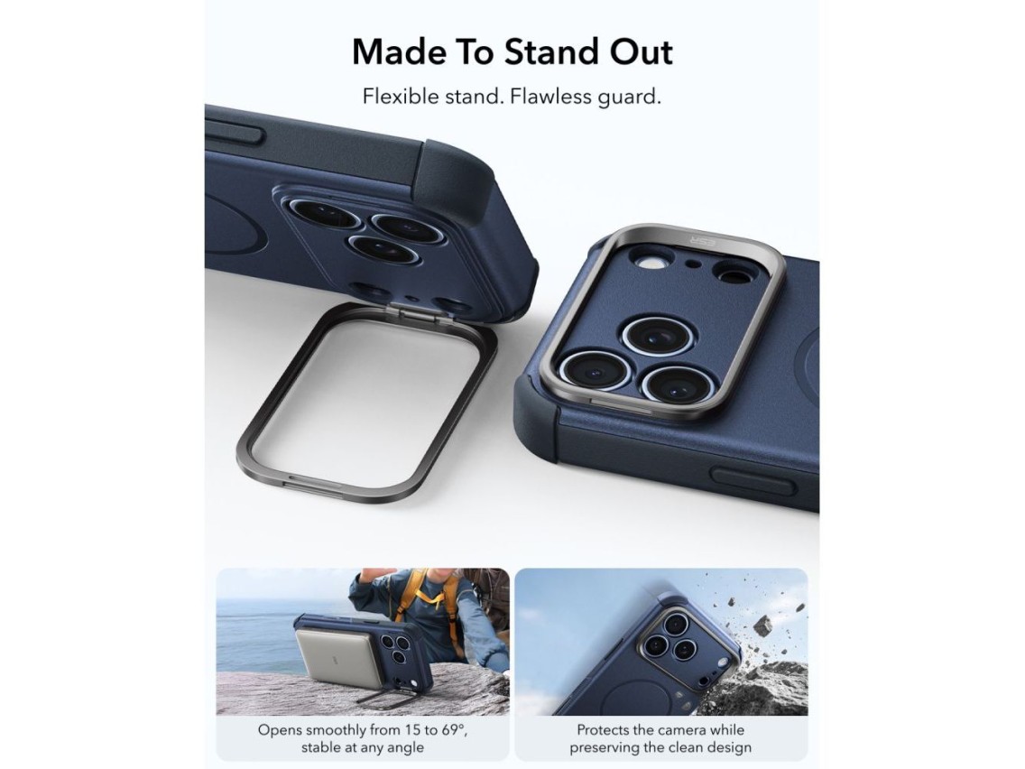Funda ESR Cyber ??Tough con soporte MagSafe para iPhone 18 Pro Max / 17 Pro Max - Azul marino