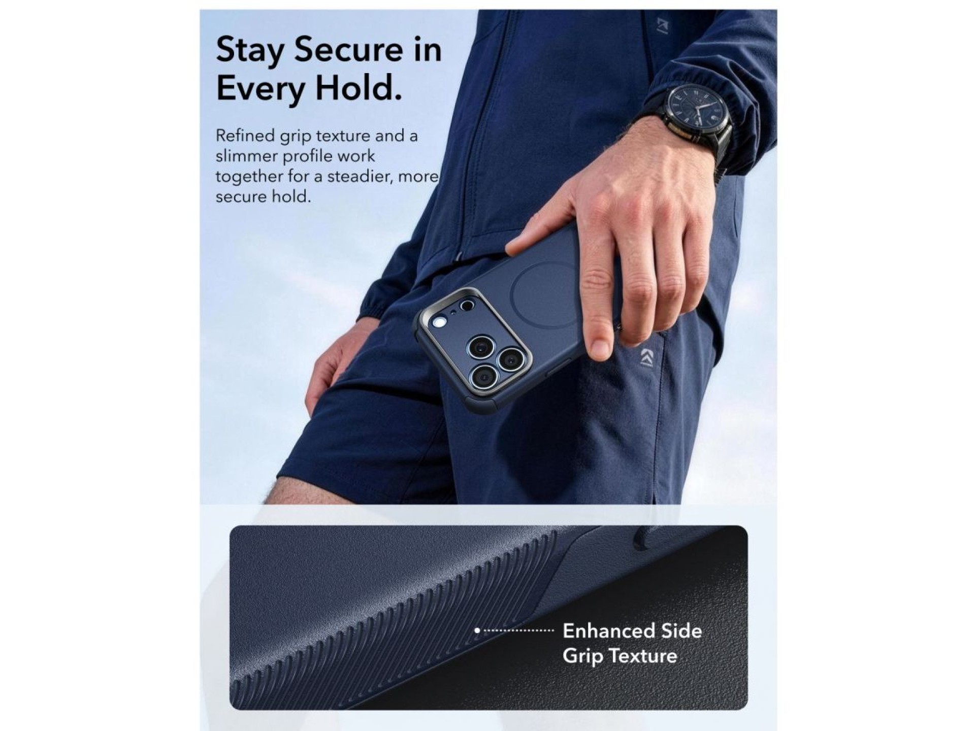 Capa ESR Cyber-Tough com suporte e MagSafe para iPhone 18 Pro / 17 Pro - Azul Marinho