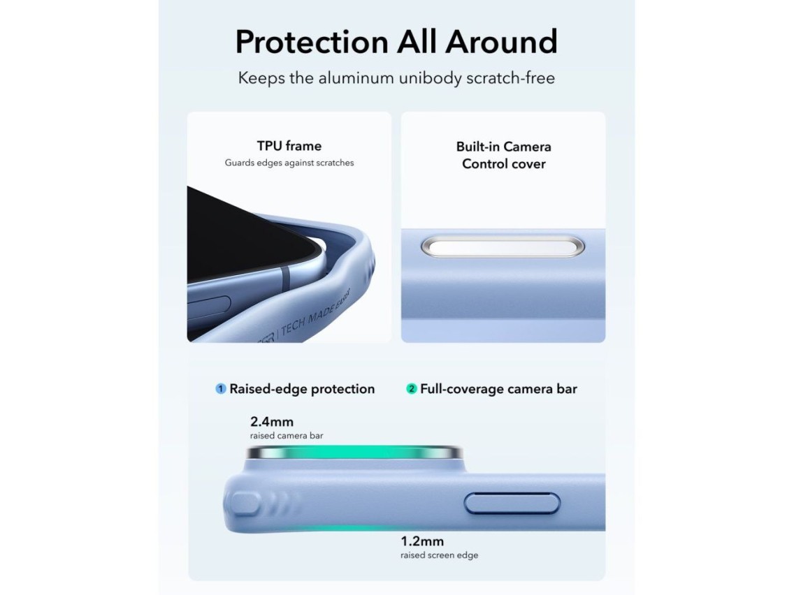 Funda ESR Classic Hybrid con soporte MagSafe para iPhone 18 Pro / 17 Pro - Azul claro mate