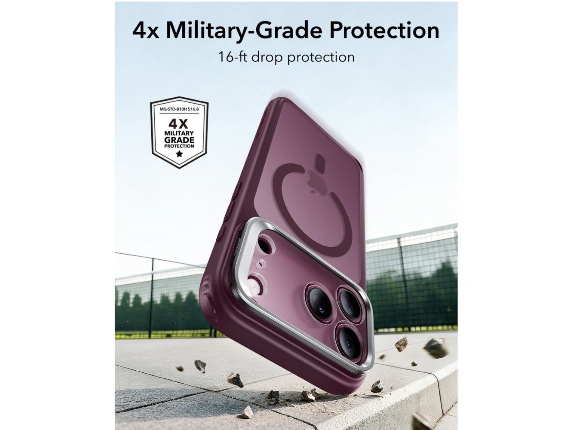 ESR Classic Hybrid Kickstand MagSafe Case for iPhone 18 Pro / 17 Pro - Dark Cherry Matte